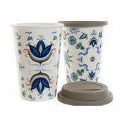 Henkelbecher DKD Home Decor Kachel Blau Weiß Silikon Porzellan (400 ml) (2 pcs)