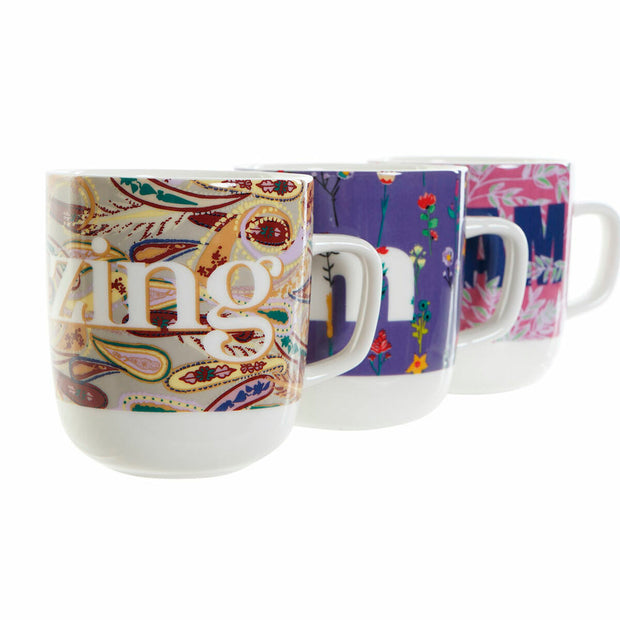 Henkelbecher DKD Home Decor Porzellan (380 ml) (3 pcs)