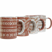 Henkelbecher DKD Home Decor Terrakotta Weiß Steingut (13 x 8.5 x 9.5 cm) (4 pcs) (330 ml)