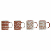 Henkelbecher DKD Home Decor Terrakotta Weiß Steingut (13 x 8.5 x 9.5 cm) (4 pcs) (330 ml)