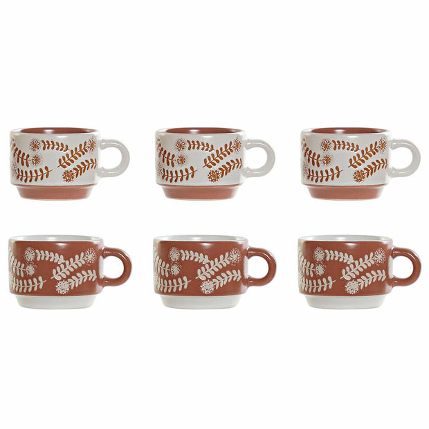 Satz von Kaffeetassen DKD Home Decor Terrakotta Weiß Steingut (9 x 6.5 x 5 cm) (6 pcs) (90 ml)