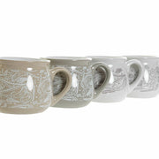 Henkelbecher DKD Home Decor Grau Beige Steingut (12 x 9 x 8 cm) (4 pcs) (330 ml)