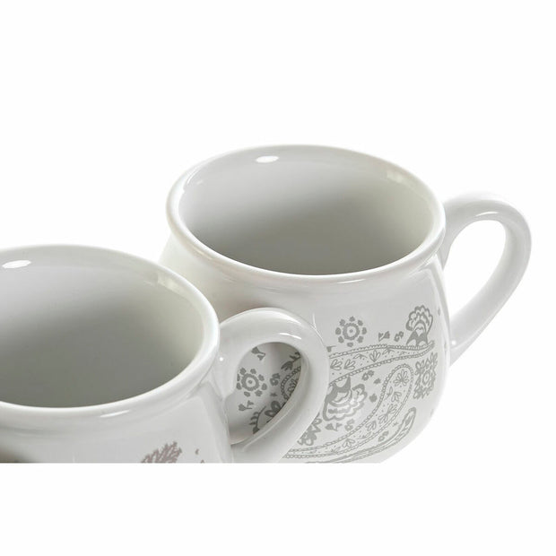 Henkelbecher DKD Home Decor Grau Beige Steingut (12 x 9 x 8 cm) (4 pcs) (330 ml)