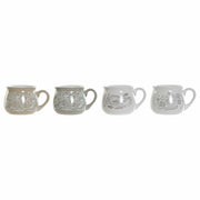 Henkelbecher DKD Home Decor Grau Beige Steingut (12 x 9 x 8 cm) (4 pcs) (330 ml)