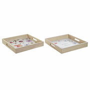 Schale DKD Home Decor Bloom Holz MDF (2 pcs) (32 x 32 x 5 cm)