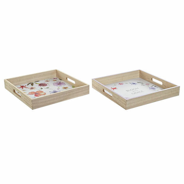 Schale DKD Home Decor Bloom Holz MDF (2 pcs) (32 x 32 x 5 cm)