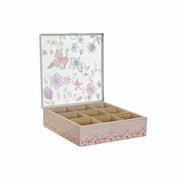 Teebox DKD Home Decor Metall Kristall Holz MDF (2 pcs) (24 x 24 x 6.5 cm)