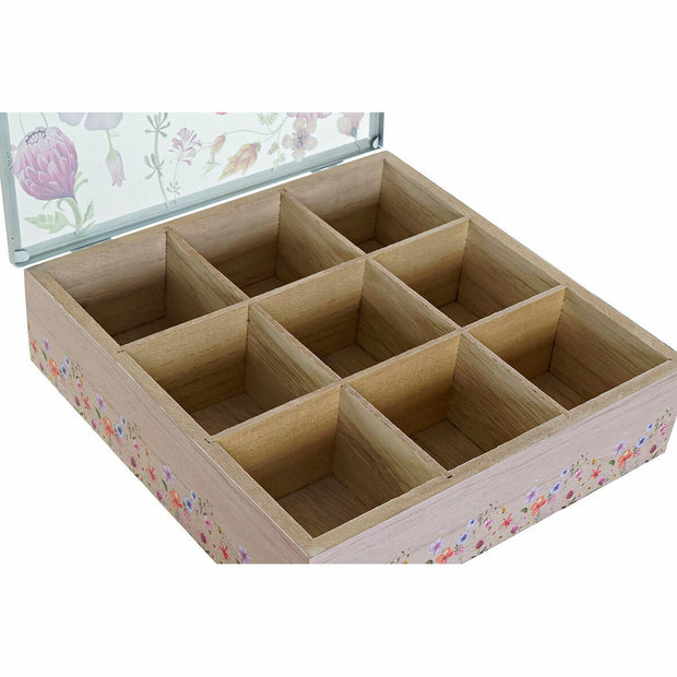 Teebox DKD Home Decor Metall Kristall Holz MDF (2 pcs) (24 x 24 x 6.5 cm)