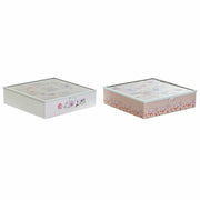 Teebox DKD Home Decor Metall Kristall Holz MDF (2 pcs) (24 x 24 x 6.5 cm)