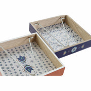 Serviettenring DKD Home Decor Kachel Blau Weiß Metall Terrakotta Holz MDF (2 pcs)