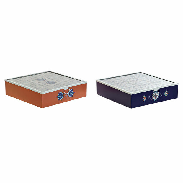 Teebox DKD Home Decor Kristall Holz MDF Kachel (2 pcs) (24 x 24 x 6.5 cm)