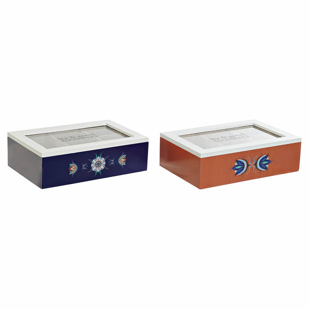 Teebox DKD Home Decor Kristall Holz MDF Kachel (23 x 15 x 7 cm) (2 pcs)