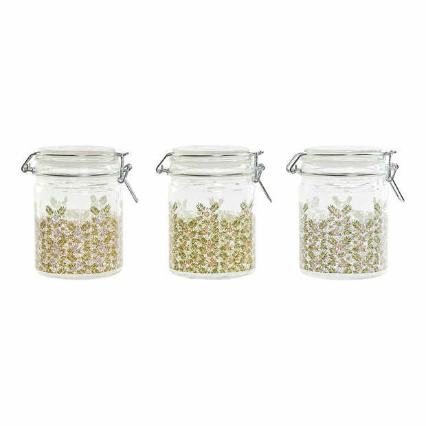 Gefäß DKD Home Decor Kristall Blau Rosa grün Eisen Blomster (10 x 13 x 14 cm) (720 ml) (3 Stück)