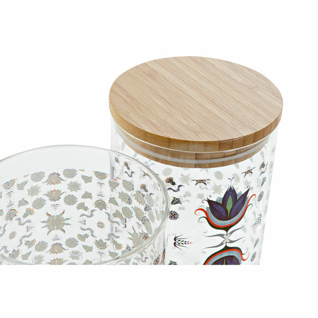 Gefäß DKD Home Decor natürlich Blau Kachel (10 x 10 x 12,5 cm) (700 ml) (2 Stück)