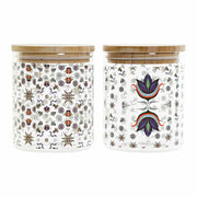 Gefäß DKD Home Decor natürlich Blau Kachel (10 x 10 x 12,5 cm) (700 ml) (2 Stück)