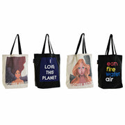 Shopping Bag DKD Home Decor Canvas Black White (42 x 15 x 66 cm) (4 pcs)