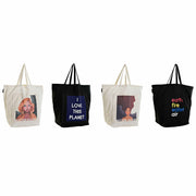 Shopping Bag DKD Home Decor Canvas Black Grey Pink White (67 x 30 x 55 cm) (4 pcs)