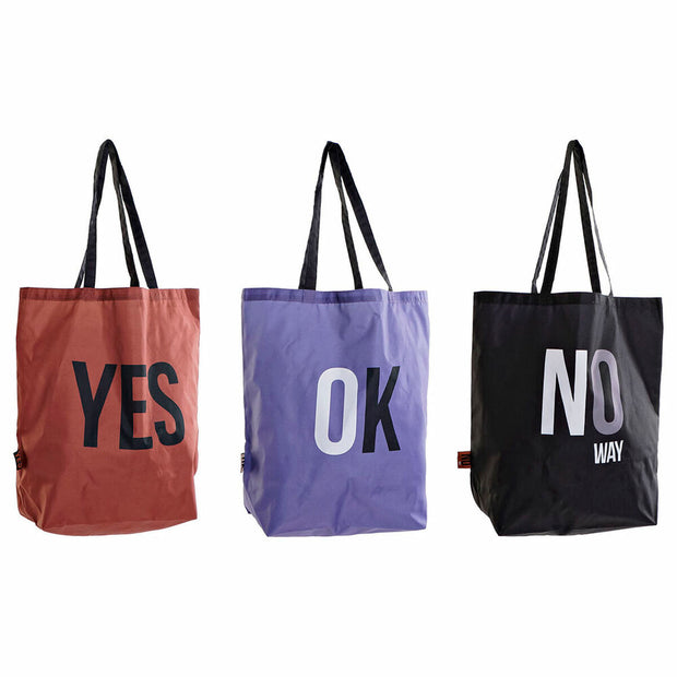 Shopping Bag DKD Home Decor Black Blue Brown Polyester Nylon (43 x 15 x 66 cm) (3 pcs)