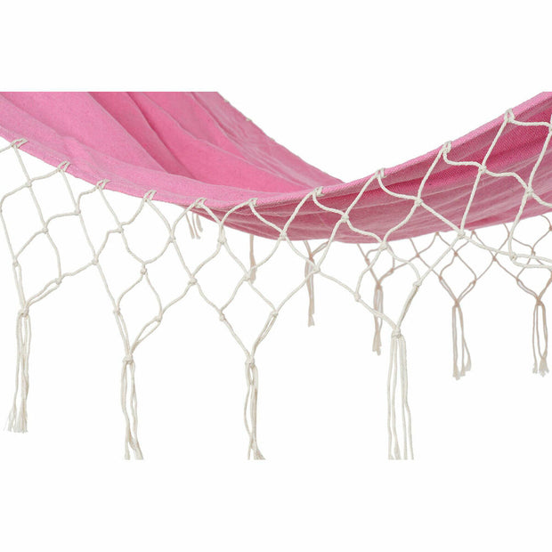 Hammock DKD Home Decor Pink Polyester Cotton Pinewood Fringe (255 x 80 x 28 cm)