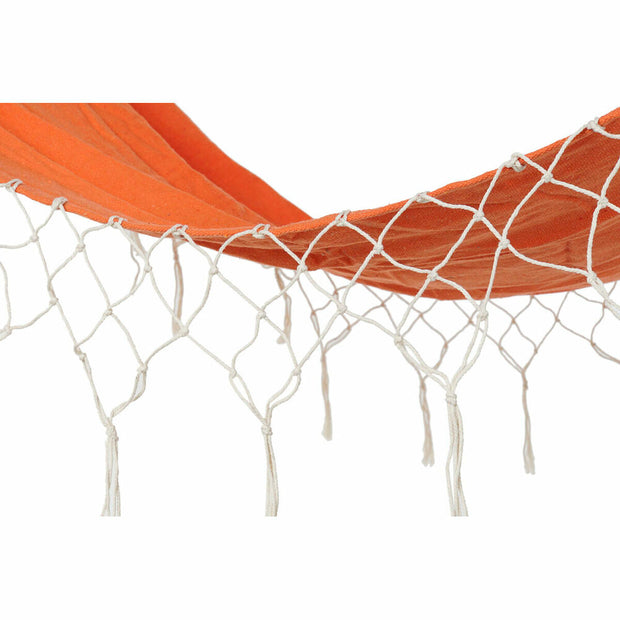 Hammock DKD Home Decor Orange Polyester Cotton Pinewood Fringe (255 x 80 x 28 cm)