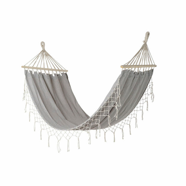 Hammock DKD Home Decor Grey Polyester Cotton Pinewood Fringe (255 x 80 x 28 cm)
