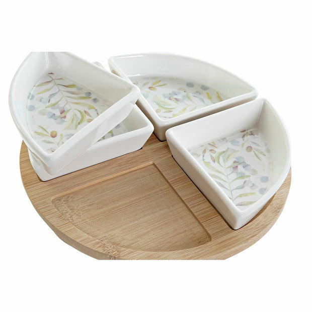 Satz für Appetithäppchen DKD Home Decor Bambus Steingut (5 pcs) (21.5 x 21.5 x 1 cm)