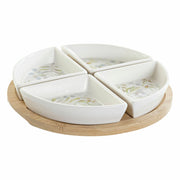 Satz für Appetithäppchen DKD Home Decor Bambus Steingut (5 pcs) (21.5 x 21.5 x 1 cm)