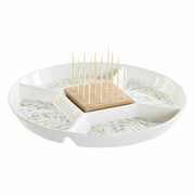 Tablett für Snacks DKD Home Decor Bambus Steingut (23.5 x 23.5 x 7 cm)