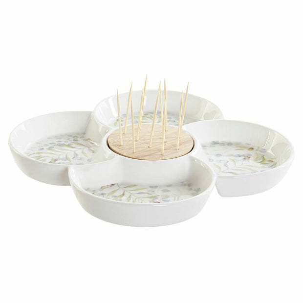 Satz für Appetithäppchen DKD Home Decor Bambus Steingut (22 x 22 x 7 cm)