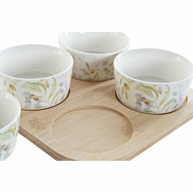 Satz für Appetithäppchen DKD Home Decor Bambus Steingut (5 pcs) (19.7 x 19.7 x 1 cm)