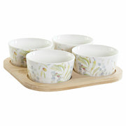 Satz für Appetithäppchen DKD Home Decor Bambus Steingut (5 pcs) (19.7 x 19.7 x 1 cm)