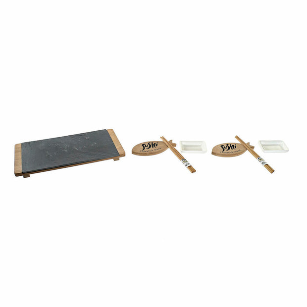 Sushi-Set DKD Home Decor aus Keramik Tafel Bambus (9 pcs)