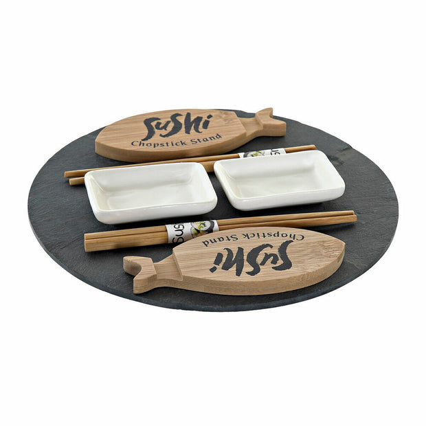 Sushi-Set DKD Home Decor aus Keramik Tafel Bambus (9 pcs)