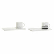Henkelbecher DKD Home Decor Schwarz Weiß Bone China Porzellan (350 ml) (2 pcs)