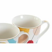 Henkelbecher DKD Home Decor abstrakt Weiß Bone China Porzellan (400 ml) (4 pcs)