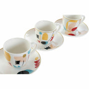 Satz von Kaffeetassen DKD Home Decor abstrakt Bone China Porzellan (80 ml) (6 pcs)