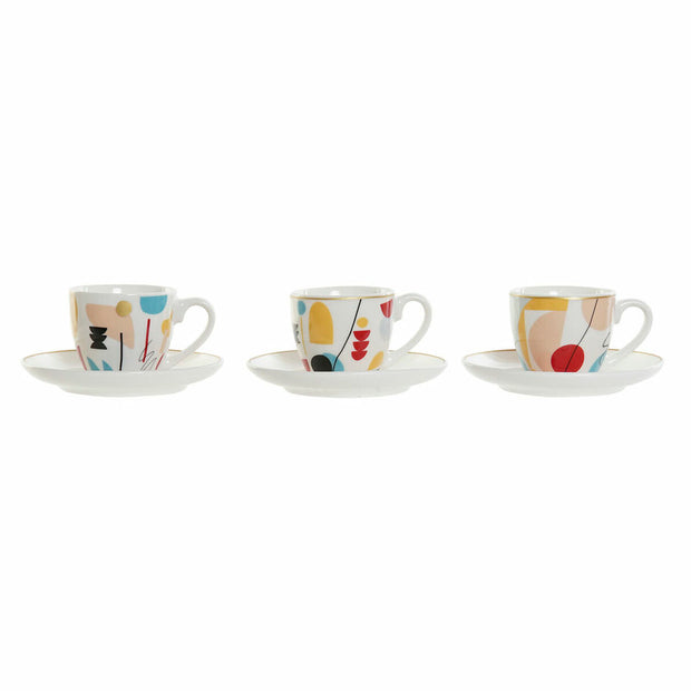 Satz von Kaffeetassen DKD Home Decor abstrakt Bone China Porzellan (80 ml) (6 pcs)