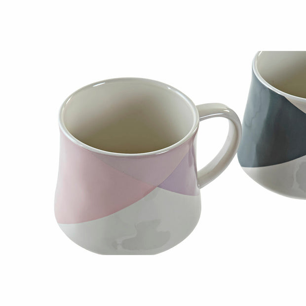 Henkelbecher DKD Home Decor Bunt Steingut Moderne (370 ml) (4 Stück)