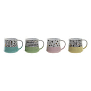 Henkelbecher DKD Home Decor Bunt Steingut (370 ml) (4 Stück)