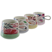Henkelbecher DKD Home Decor Bunt Blomster Steingut Shabby Chic (400 ml) (4 Stück)