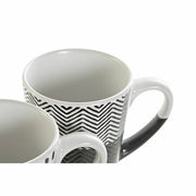 Henkelbecher DKD Home Decor Schwarz Braun Weiß grün Steingut (12 x 8.7 x 10.7 cm) (4 pcs) (330 ml)