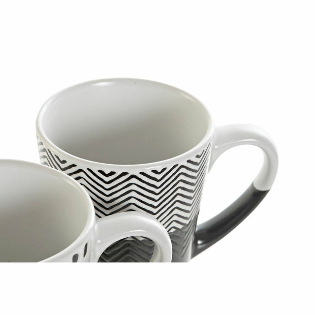 Henkelbecher DKD Home Decor Schwarz Braun Weiß grün Steingut (12 x 8.7 x 10.7 cm) (4 pcs) (330 ml)