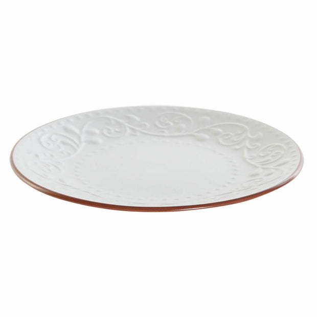 Flad plade DKD Home Decor Braun Weiß Steingut (21 x 21 x 2.5 cm)