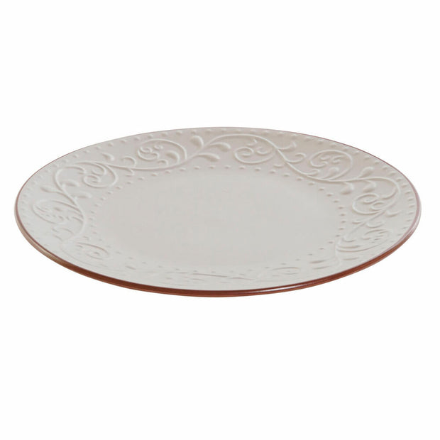 Flad plade DKD Home Decor Beige Braun Steingut (27.5 x 27.5 x 3 cm)