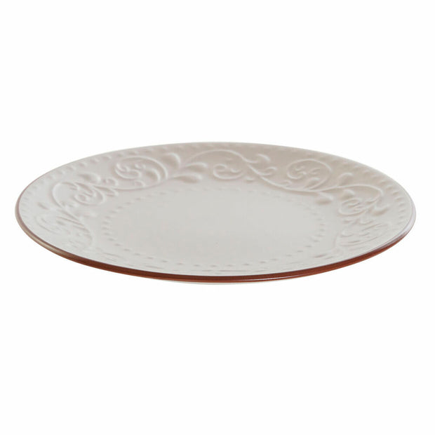 Flad plade DKD Home Decor Beige Braun Steingut (21 x 21 x 2.5 cm)