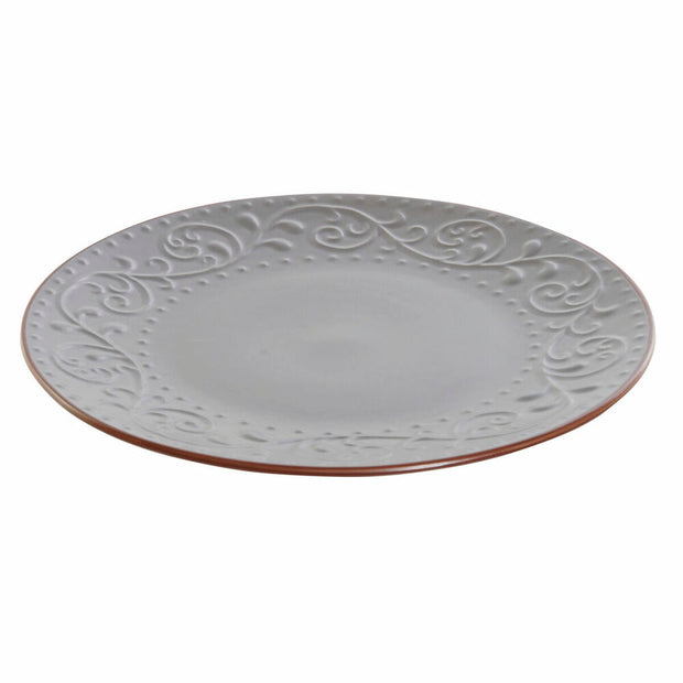 Flad plade DKD Home Decor Grau Braun Steingut (27.5 x 27.5 x 3 cm)