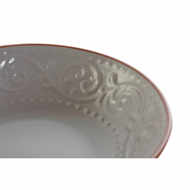 Suppenteller DKD Home Decor Grau Braun Steingut (20.5 x 20.5 x 5 cm)