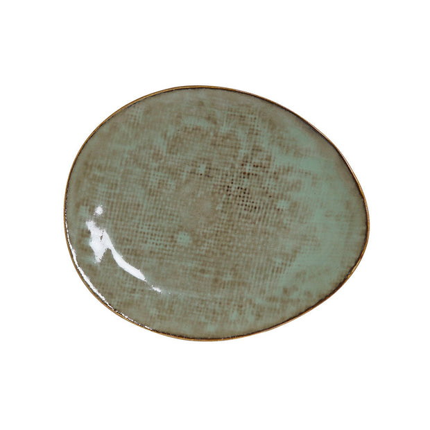 Flad plade DKD Home Decor türkis Steingut (19.6 x 16.6 x 2.2 cm)