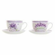 Tasse mit Untertasse DKD Home Decor Lavendel (220 ml) (2 pcs)
