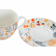 Tasse mit Untertasse DKD Home Decor Blomster (220 ml) (2 pcs)